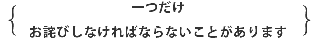 一つだけお詫びしなければならないことがあります